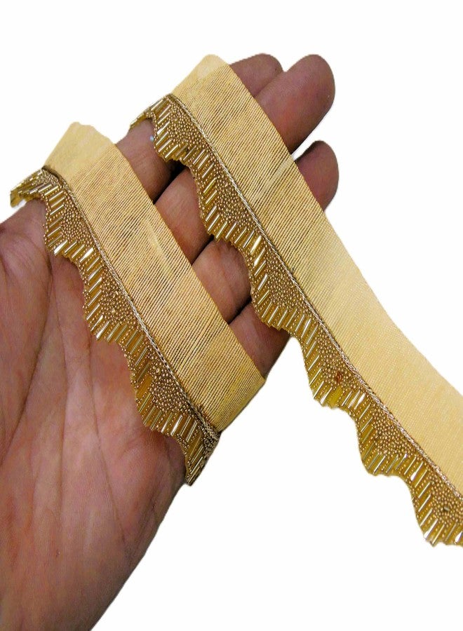 Strala Golden Color Nalki Laces for Dresses, Sarees, Lehenga, Suits, Bags, Decorations, Borders, Crafts and Home Décor,Blouse (9mtr) Design-235 - Image 1